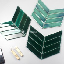 Nordic fish bone mosaic tiles dark green toilet bathroom kitchen kiln wall tiles Net red shop non-slip floor tiles