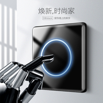 Teton switch socket panel creative black personality wall concealed one open double control five-hole household led with light