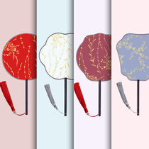 Ancient wind group fan long handle tassel lo fan womens Chinese style Hanfu children classical summer court gilding small round fan