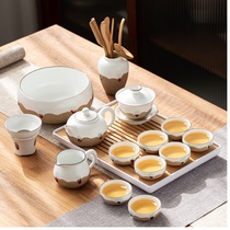 Japanese-style rough pottery kung fu tea set office guests Jingdezhen Gabu tea cup set high-end household simple small set