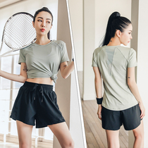 Yoga suit top womens short-sleeved summer thin loose quick-drying t-shirt training running sports professional fitness suit