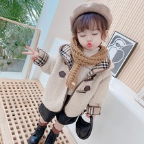 Girl Jacket Autumn Winter New Lamb Suede Blouse Blouse Children Foreign Air Long Style Big Coat Women Baby Fur Integrated Tidal Clothing