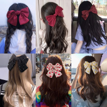 Red big bow hairpin back of the head hair accessories lolita girl Japanese net red hairpin spring clip jk headdress
