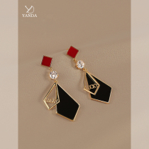 Yan Jin Earrings Korean Temperament Net Red Exaggerated Personality Retro Earrings Simple Temperament Geometric Diamond Earrings Female