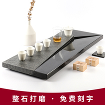 Natural black gold stone tea tray Household drainage tea table Whole black gold stone head modern simple creative size tea sea