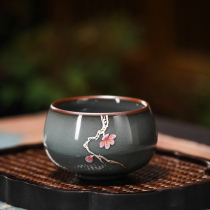 Official kiln tea set Cup single cup simple tea cup simple tea cup tea kung fu small tea bowl custom base Master Cup box