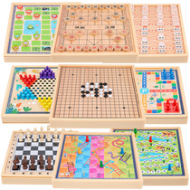 Checkers Gobang two-in-one large black and white chess Chinese chess children Primary School students wooden toys