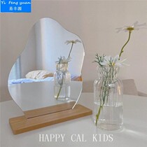 Nail shop bedroom retro decoration mirror irregular creative small mirror desktop vertical office wood