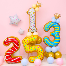 Birthday Decoration Digital Candy Cartoon Aluminum Film Balloon Road Lead Baby Full Moon Birthday Party Arrangement Decorations