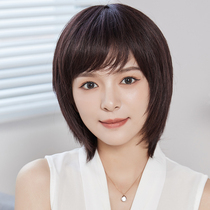 Wig short hair female summer real hair hair full headgear natural bobble head full real hair simulation medium long hair set
