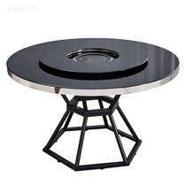 Tempered glass with induction cooker hotpot table dining table dining table dining table Domestic round table Nordic Chinese economy 1216d