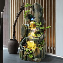Chinese-style landing rockery water fountain ornaments interior water features Feng Shui wheel opening Hotel fish pond humidification