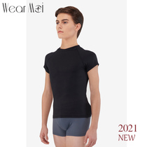 Weimo imported boys  body suit Mens ballet suit Short-sleeved top Dance practice suit Gymnastics suit ALPIN