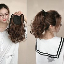  Real hair Ponytail A small amount of light wig female realistic strap type girl pear flower long curly hair large wave hair piece imitation