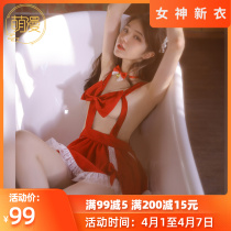 Christmas Red Sexy Maid Dress Private Room Seduction Loretta Cosplay Pompon Maidan Court Costume