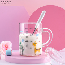 Childrens milk cup with scale Household breakfast cup Baby milk cup Special cup for milk powder Glass measuring cup