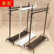 European-style wrought iron clothing store display rack floor-to-ceiling island rack bedroom hanger girls clothing shelf indoor horizontal bar