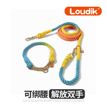 Dog traction rope Item Circle Half p Chain Large Dog Teddy Net Red Summer Ensemble Waist Rainbow Weave Walking Dog Rope