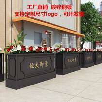 Customize outdoor iron art flower case outdoor finished flower groove rectangular moving flower shelf metal flower pot set to do