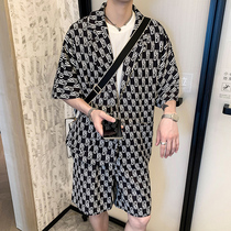 Ruffian handsome net red seven-point short-sleeved suit jacket mens summer thin casual fashion brand suit shorts a set of collocation
