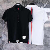 Thom Browne short-sleeved 20 summer TB lapel polo shirt men and women casual back webbing T-shirt