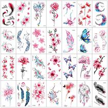 Tattoo stickers waterproof female long lasting sexy clavicle ankle cherry blossom rose feather flower girl tattoo stickers ins wind