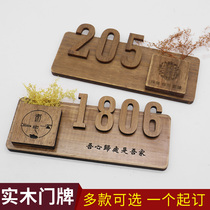 Solid wood door number plate Household wood card flower arrangement box tips listed personality villa apartment creativity