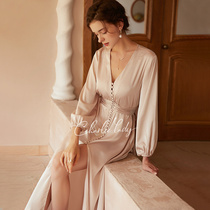Morning gown female wedding bride French high-sensative long robe unique personality wedding morning robe with hand ceremony bridesmaid