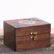 Anti-oxidation locked jewelry box Solid wood ancient style storage box small exquisite light luxury jewelry box wooden head retro Chinese style