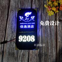 Hotel led luminous house number B & B hotel box logo custom ktv foot bath club with light room number sign