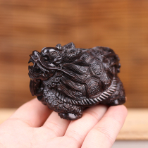 Woods Words Black Sandalwood Woody Wood Fu Suolong Turtle Handlebar Pieces Mens Play Wood Carving Small Pendulum Pieces to Play Piece Craft Gifts