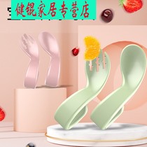 Baby learning to eat training spoon bendable short handle food Tools 1 year old elbow fork spoon baby tableware