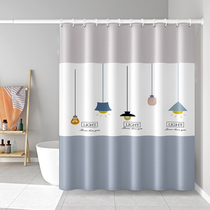 Shower curtain set toilet waterproof and mildew-proof water curtain non-perforated curtain cloth Bath Curtain shower partition curtain