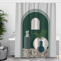 Nordic shower curtain partition curtain high-end bathroom shower curtain thickened polyester anti-mold toilet light luxury curtain