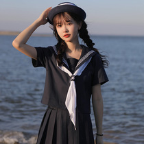 Original Jk Uniform Dress Genuine sailor suit Girls Elementary School Navy Academy Wind School Suit Kit Full Set Base