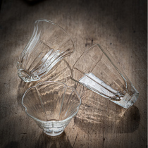 Japanese small tea cup high temperature resistant handmade transparent striped glass kung fu tea set Mingcup Master Cup hipster