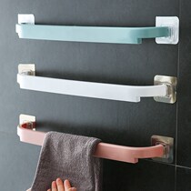 Towel bar non-perforated toilet lengthened bathroom double bar wall-mounted towel rack toilet single bar slippers rack