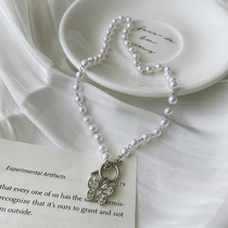 Pearl necklace butterfly neck chain choker light luxury niche design sense 2021 New Tide choker female simple