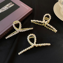 Pearl rhinestone metal grab clip female ins back of head hair clip headdress Net Red large shark clip hair jewelry