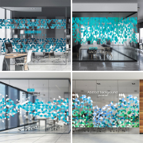 Blooming space geometry uv static high permeability glass film company business stickers office partition decoration stickers