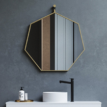 Polygon mirror Nordic toilet bathroom creative design bed and breakfast bathroom mirror modern simple) Gray square