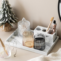 Nordic marble wash cup household electric toothbrush holder cotton sign box tray light luxury storage ornaments