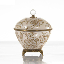 French classical high-grade copper inlaid porcelain storage jar luxury exquisite candy jar wall cabinet wine cabinet model room craft ornaments