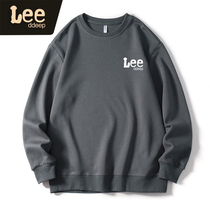 Lee Ddeep winter Japanese Tide brand solid color lovers bottom clothes men loose plus velvet thick round neck jacket