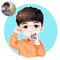 Hand-painted WeChat shaking sound Net red head cartoon design Q version of couple pet cartoon real-life photos