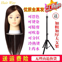  Hair headform full real hair model braided hair hot dye dummy headform doll head real hair hair head model bracket