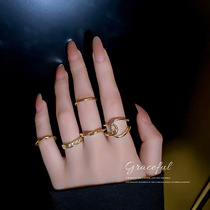 South Korea East Gate fashion metal wind ring simple five-piece ring net red temperament cold wind hand jewelry women