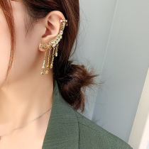 925 silver needle vintage diamond earrings European and American letter ear bone one super fairy wheat ear wings tassel earrings earrings