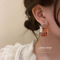 925 Silver Needle Korea Summer New Fashion Personality Asymmetric Peach Earrings Fruit Earrings Sweet Earrings Female