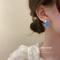 925 Silver Needle Korean Fashion New Molan Diamond Earrings Geometric Pearl Earrings Simple Design Earrings Female